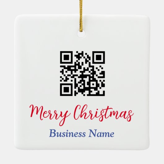 Ornement En Céramique Joyeux Noël, Code QR, Nom commercial (Dos)