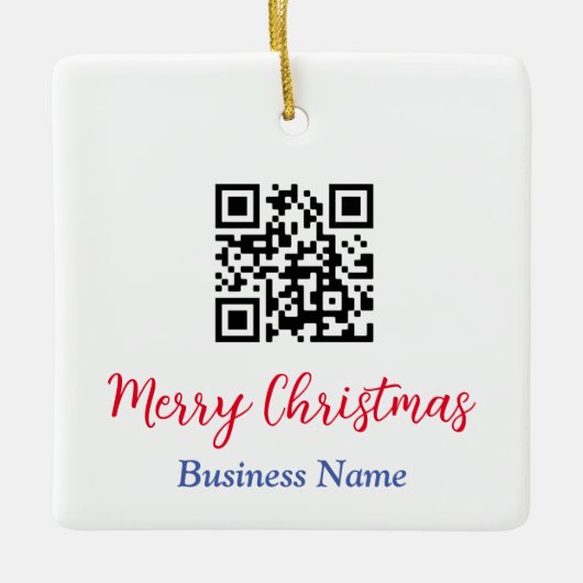 Ornement En Céramique Joyeux Noël, Code QR, Nom commercial (Devant)
