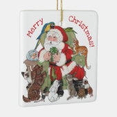 Ornement En Céramique Joyeux Noël Custom Père Noël & Animaux mignons Ani (Droite)