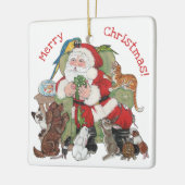 Ornement En Céramique Joyeux Noël Custom Père Noël & Animaux mignons Ani (Gauche)