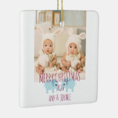 Ornement En Céramique Joyeux Noël Custom Photo Twins (Droite)