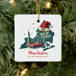 Ornement En Céramique Joyeux Noël de l'État de New York