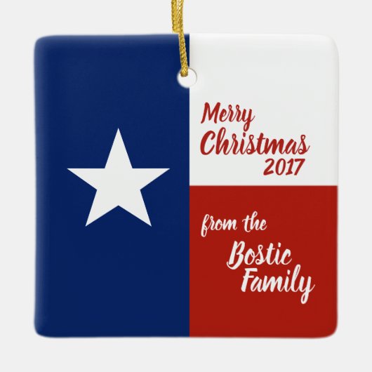 Ornement En Céramique Joyeux Noël du Texas (Devant)