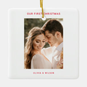 Ornement En Céramique Joyeux Noël et Photo de Mariage