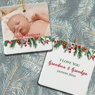 Ornement En Céramique Joyeux Noël grand-mère et grand-père Keepsaké
