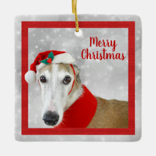 Ornement En Céramique Joyeux Noël Greyhound
