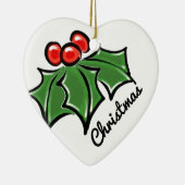 Ornement En Céramique Joyeux Noël Holly Sprigs (Droite)