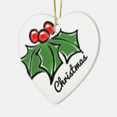 Ornement En Céramique Joyeux Noël Holly Sprigs (Gauche)