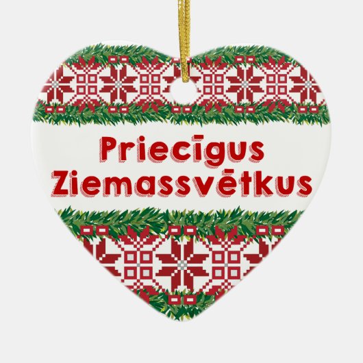 Ornement En Céramique Joyeux Noël II Priecīgus Ziemassvētkus (Devant)