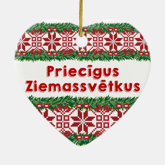 Ornement En Céramique Joyeux Noël II Priecīgus Ziemassvētkus (Dos)