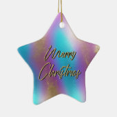 Ornement En Céramique Joyeux Noël Iridescente Rainbow Glam (Droite)
