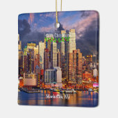 Ornement En Céramique Joyeux Noël, Manhattan, NY (Gauche)