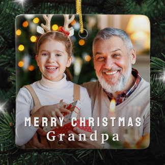 Ornement En Céramique Joyeux Noël Papi Photo Personnalisé