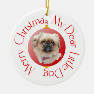 Ornement En Céramique Joyeux Noël Pékinois