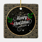 Ornement En Céramique Joyeux Noël pétillant et parties scintillant, (Dos)