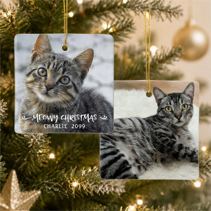 Ornement En Céramique JOYEUX NOËL Photo nom de chat