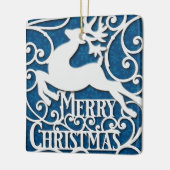 Ornement En Céramique Joyeux Noël Reindeer Silhouettes Snowflake (Gauche)