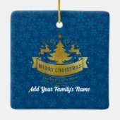 Ornement En Céramique Joyeux Noël Reindeer Silhouettes Snowflake (Dos)