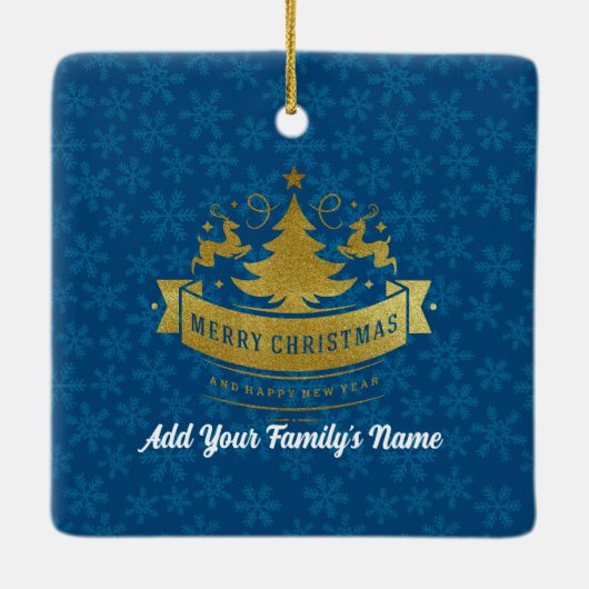 Ornement En Céramique Joyeux Noël Reindeer Silhouettes Snowflake (Dos)