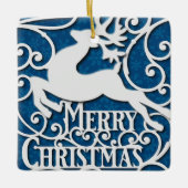 Ornement En Céramique Joyeux Noël Reindeer Silhouettes Snowflake (Devant)