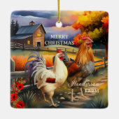 Ornement En Céramique Joyeux Noël Rooster Chicken Farm (Dos)