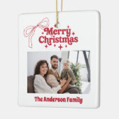 Ornement En Céramique Joyeux Noël rouge à main dessiné arc retro photo (Gauche)