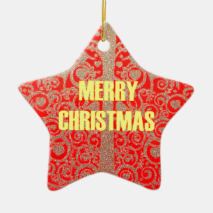 Ornement En Céramique Joyeux Noël Rouge et Gold Collection