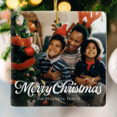 Ornement En Céramique Joyeux Noël simple classique une photo vacances
