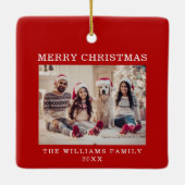 Ornement En Céramique Joyeux Noël Simple Fête Rouge (Dos)