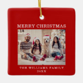 Ornement En Céramique Joyeux Noël Simple Fête Rouge (Devant)