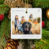 Ornement En Céramique Joyeux Noël simple photo de famille minimale