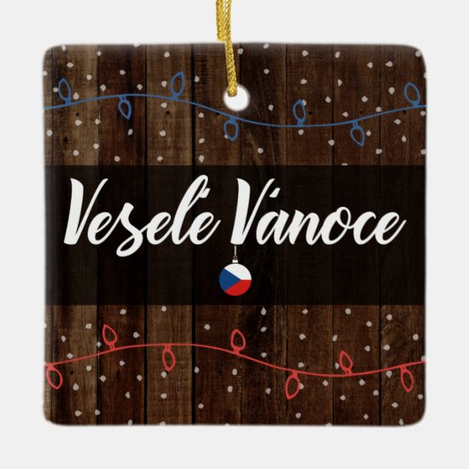 Ornement En Céramique Joyeux Noël tchèque, style rustique de Veselé (Devant)