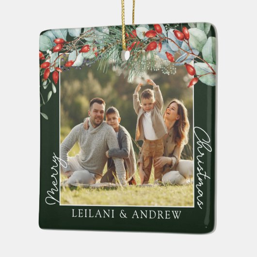 Ornement En Céramique Joyeux Noël vert de la forêt (Gauche)