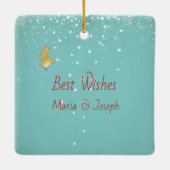 Ornement En Céramique Joyeux Noël- X mas Girl Dog Texte modifiable sur C (Dos)