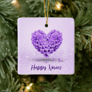 Ornement En Céramique Joyeux Norooz Purple Hyacinth Lovely Heart Bouquet