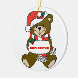Ornement En Céramique Joyeux Ours de Noël