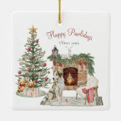 Ornement En Céramique Joyeux Pawlidays Chien Design - Borzoi (Dos)
