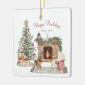 Ornement En Céramique Joyeux Pawlidays Chien Design - Cocker Spaniel (Gauche)