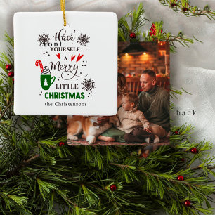 Ornement En Céramique Joyeux petit Noël rouge vert festif