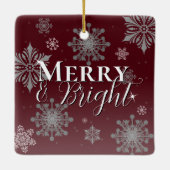 Ornement En Céramique Joyeux rouge et flocon de neige brillant Noël (Dos)