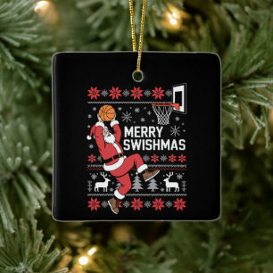 Ornement En Céramique Joyeux Swishmas Basket Noël Moche Xmas