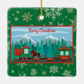 Ornement En Céramique Joyeux train de Noël avec chien (Dos)