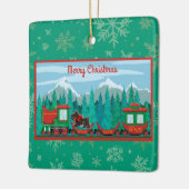 Ornement En Céramique Joyeux train de Noël avec chien (Gauche)