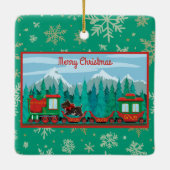 Ornement En Céramique Joyeux train de Noël avec chien (Dos)