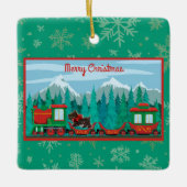 Ornement En Céramique Joyeux train de Noël avec chien (Devant)