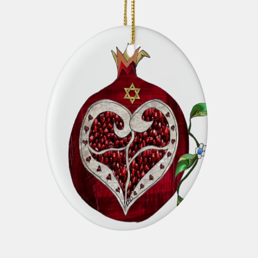 Ornement En Céramique Judaica Pomegranate Heart Hanoukka Rosh Hashanah (Droite)