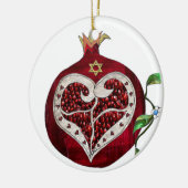 Ornement En Céramique Judaica Pomegranate Heart Hanoukka Rosh Hashanah (Gauche)