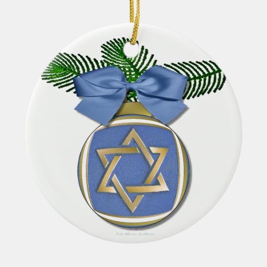 Ornement En Céramique Judaïque Hanoukka Star Of David Ornament Print (Devant)