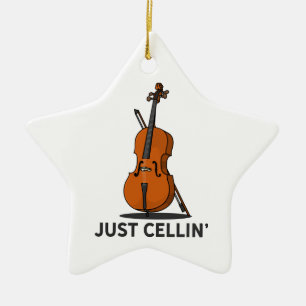 Ornement En Céramique Just Cellin Celliste Performance Musique Violoncel