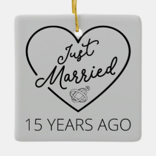 Ornement En Céramique Just Married 15 Years Ago III